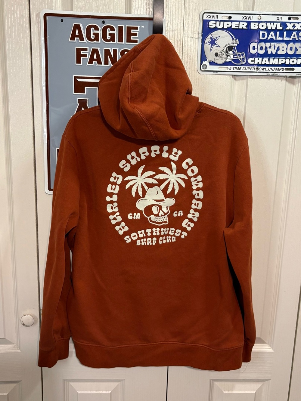 Hurley Rust Orange Palm Skull Hoodie